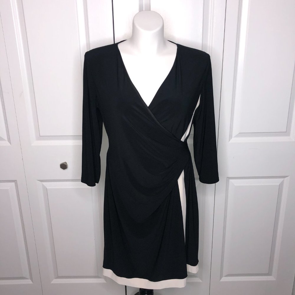 Chaps Dress Black & White Dress Size XL